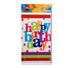 Fun Plastic Table Cover 132*220cm - Happy Birthday Design [1pc]