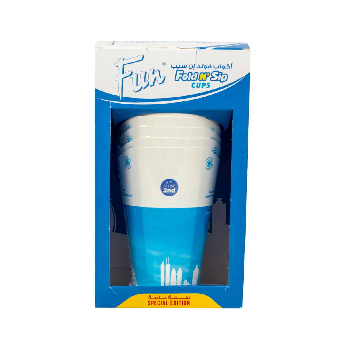 Fun Fold N Sip Single-Wall Lidless Blue Sky Paper Cups 12oz [10pcs x 1pkt]
