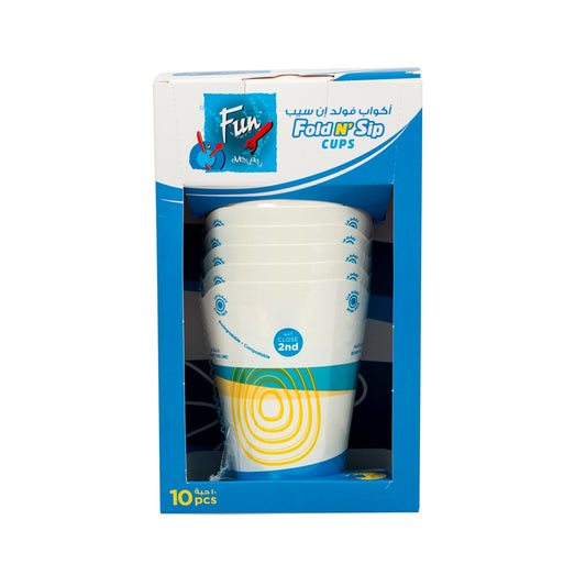 Fun® Fold N Sip Single-Wall Lidless Seashore Paper Cups 8oz [10pcs x 1pkt]