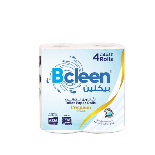 Bcleen® 3-Ply HD White Compact Toilet Paper Roll 300 Sheets [4rls x 1pkt]