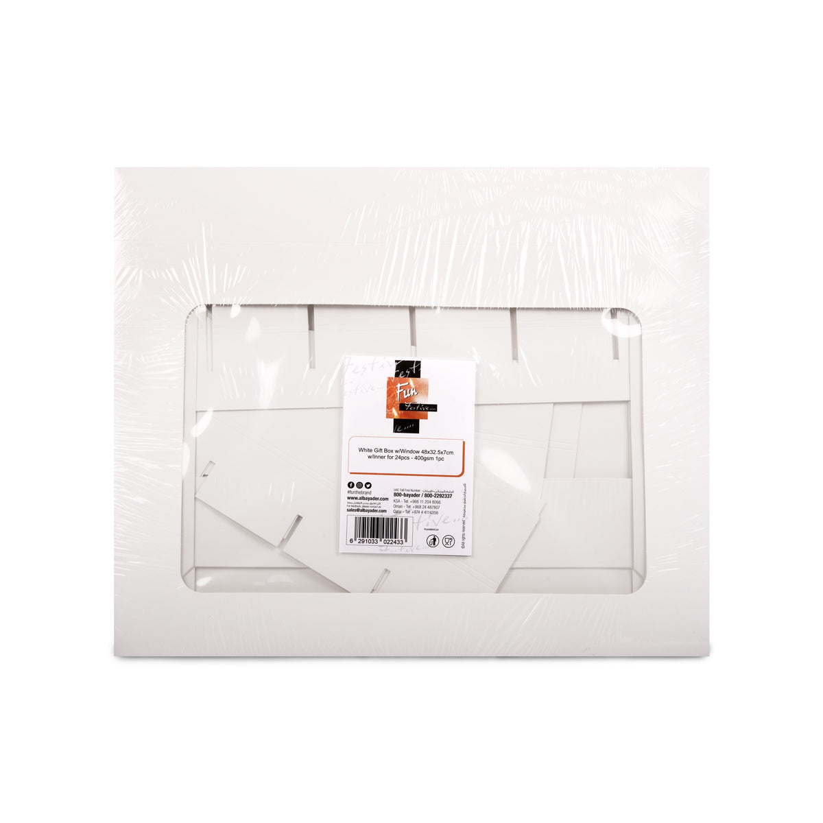 Fun White Gift Box with Window 48x32.5x7cm Inner for 24pcs (400gsm) [1pc]