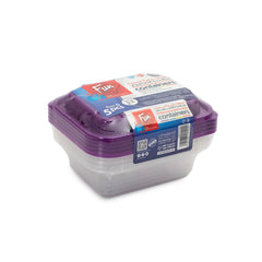 Fun Indispensable Plastic Transparent Container with Plum Lid - 12oz Pack of 5