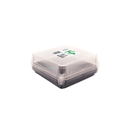 Fun® Plastic Clear Container 210x210x40mm with Flat PET Lids [5pcs x 1pkt]