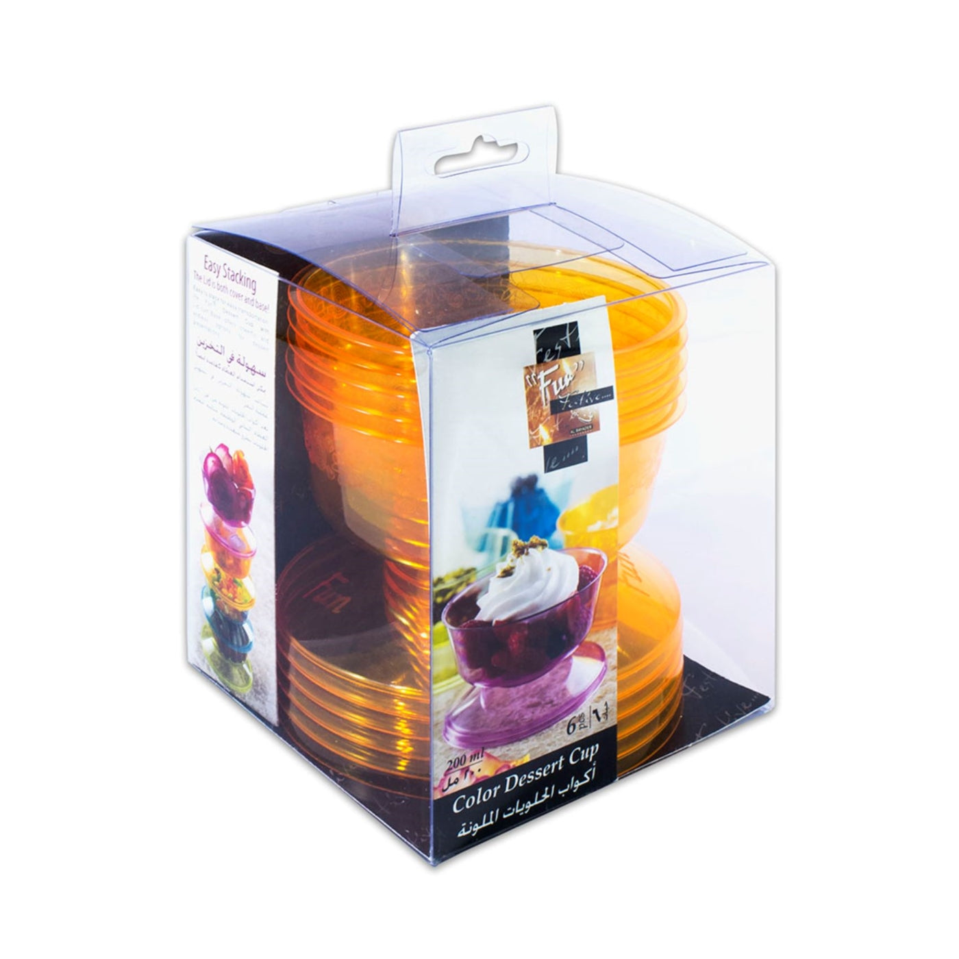Fun® Color Plastic Disposable Dessert Cup with lids - Citrus, Pack of 6