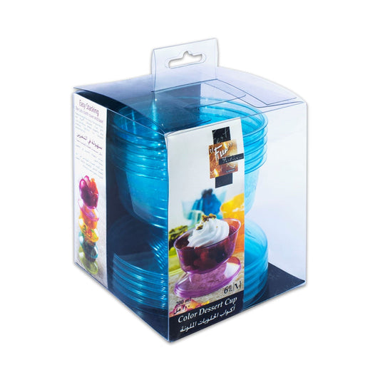 Fun® Disposable Turqoise Dessert Cups with lids [6pcs x 1pkt]