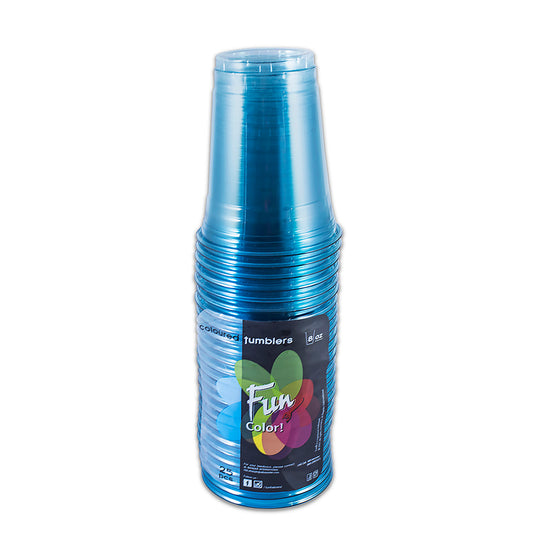 Fun® Plastic Blue Cups 8oz [25pcs x 1pkt]