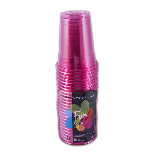 Fun® Plastic Pink Cups 8oz [25pcs x 1pkt]