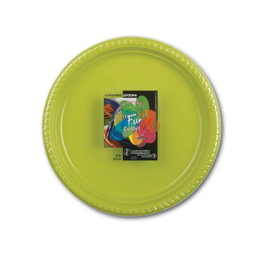 Fun® Plastic Meduim Green Plates [25pcs x 1pkt]