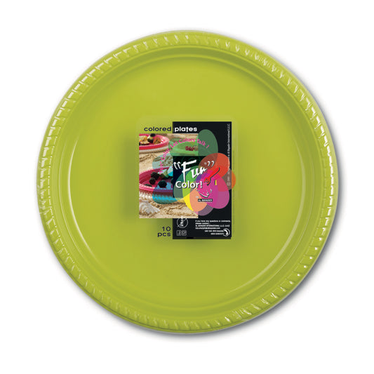 Fun® Plastic Large Green Plates [10pcs x 1pkt]