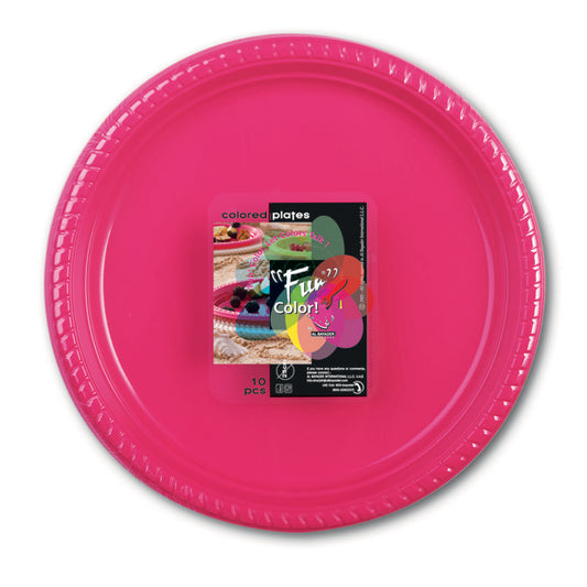 Fun® Plastic Large Pink Plates [10pcs x 1pkt]