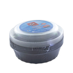 Fun Plastic Microwavable Round Black Containers with Clear Lids [5pcs x1 pkt]
