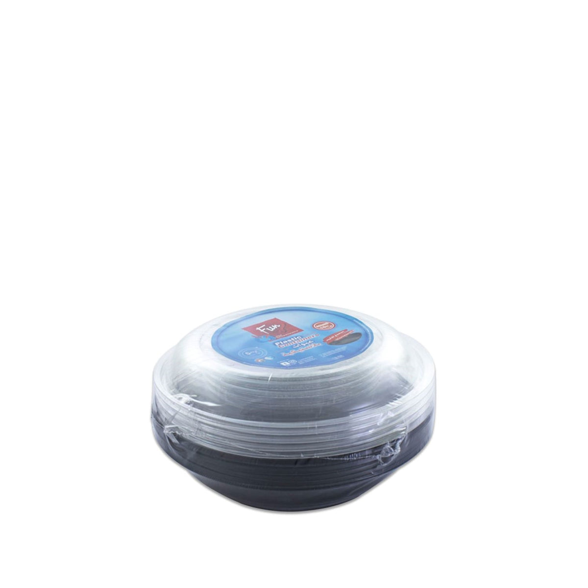 Fun Plastic Microwavable Round Black Containers with Clear Lids [5pcs x1 pkt]