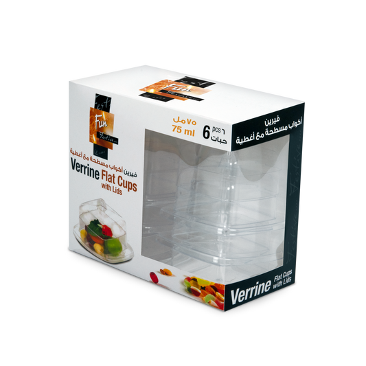 Fun® Verrine Square Flat Cups with Lids 75ml [6pcs x 1pkt]