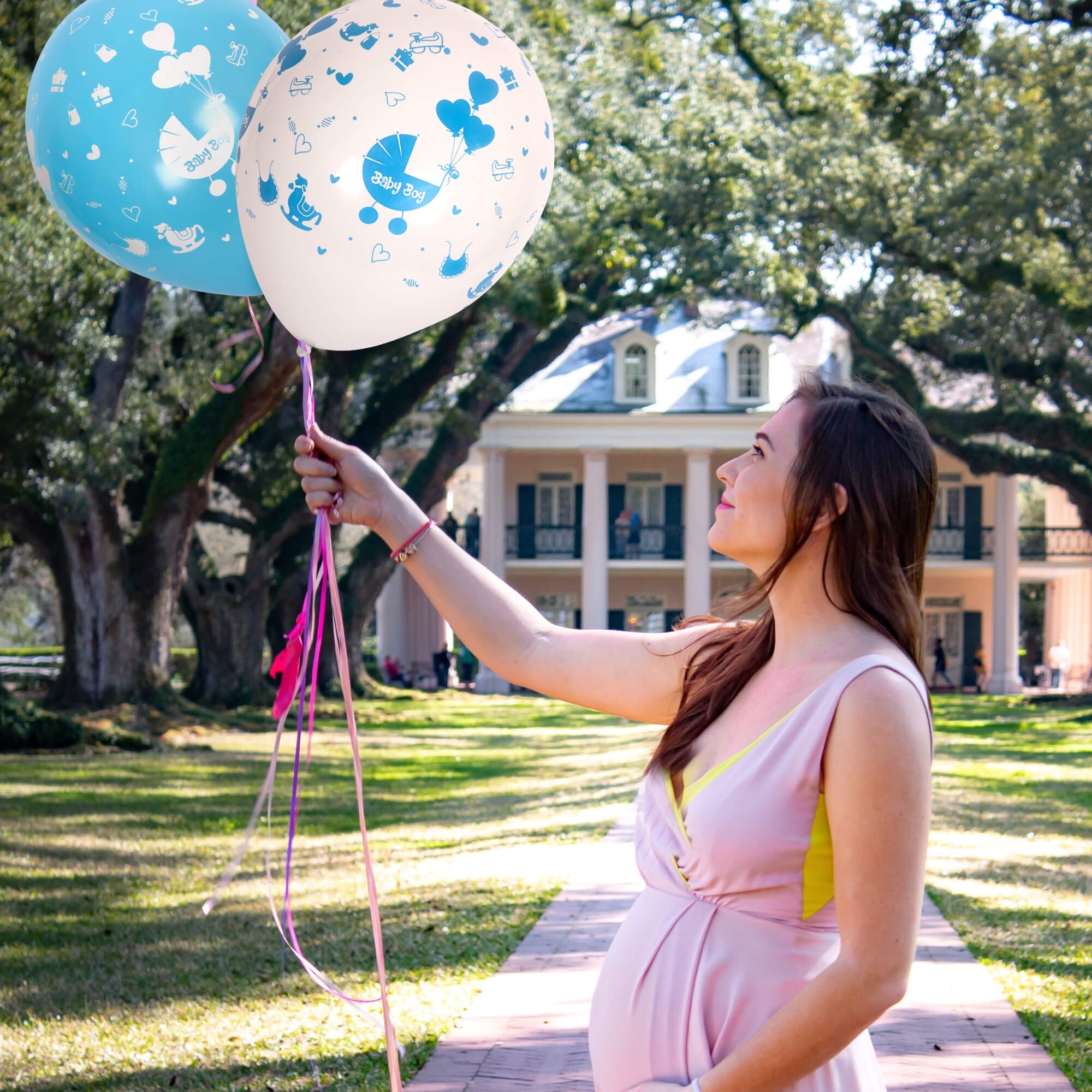 Fun Helium Balloon Baby Blue and White colors  12in - "Baby Boy" [P:20pcsx1pkt]
