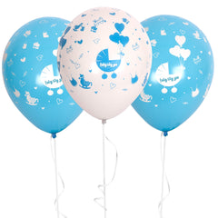 Fun Helium Balloon Baby Blue and White colors  12in - "Baby Boy" (In Arabic) [P:20pcsx1pkt]