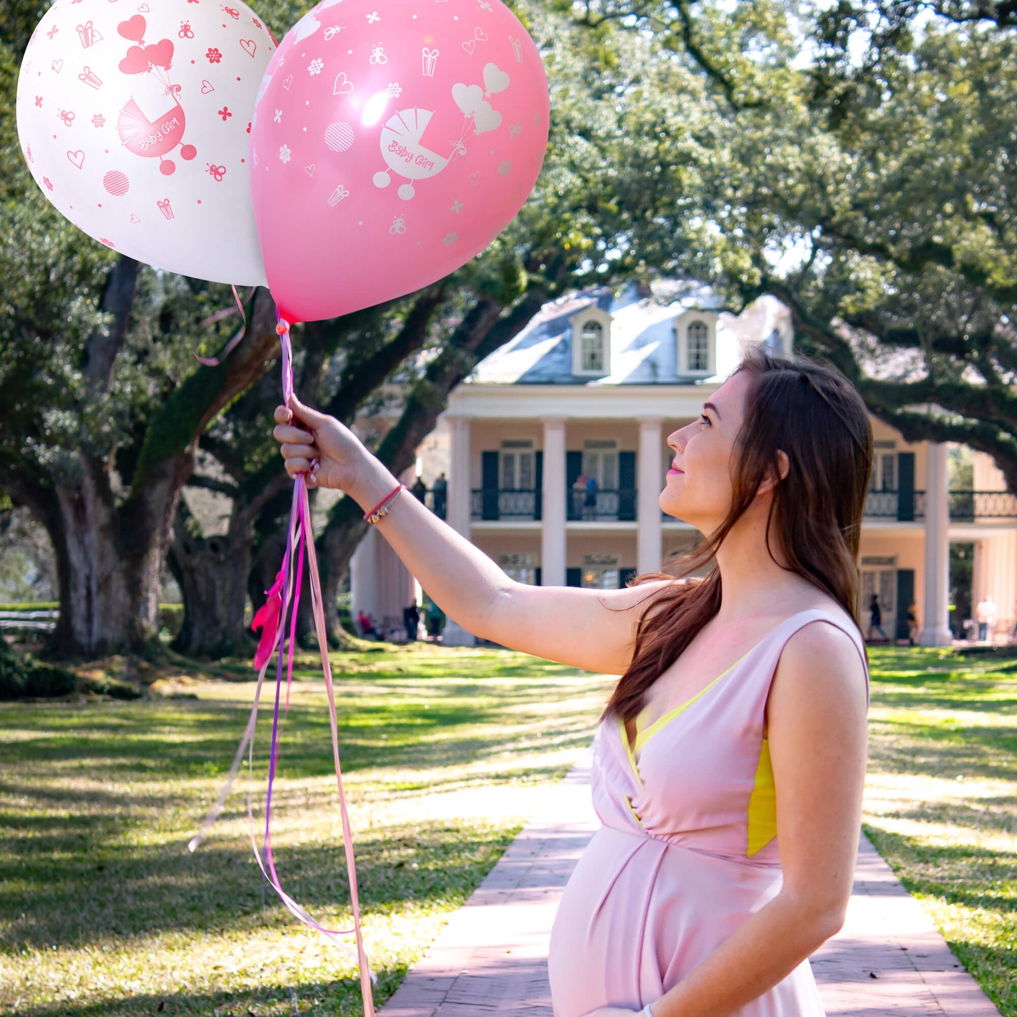 Fun Helium  Balloon Pink and White colors 12in - "Baby Girl" [P:20pcsx1pkt]