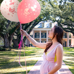 Fun Helium  Balloon Pink and White colors 12in - "Baby Girl" (in Arabic) [P:20pcsx1pkt]