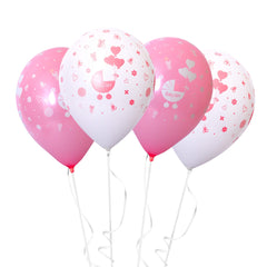 Fun Helium  Balloon Pink and White colors 12in - "Baby Girl" [P:20pcsx1pkt]