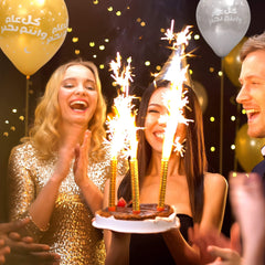 Fun Helium Gold and Sliver Balloon 12in - Happy Birthday (in Arabic) [P:20pcsx1pkt]