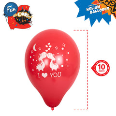 Fun Helium Red and Pink Balloon 10in - "I Hart You"  [P:15pcsx1pkt]