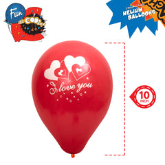 Fun Helium Balloon Red Color 10in - "I Love you" in White Color [P:15pcsx1pkt]