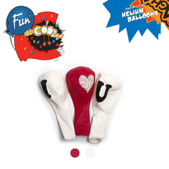 Fun Helium Red and White colors Balloon 10in - "I Hart U" for each Ballon  [P:3pcsx1pkt]