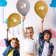 Fun Helium  Balloon Gold and Silver colors 10in - "Happy New Year" [P:20pcsx1pkt]