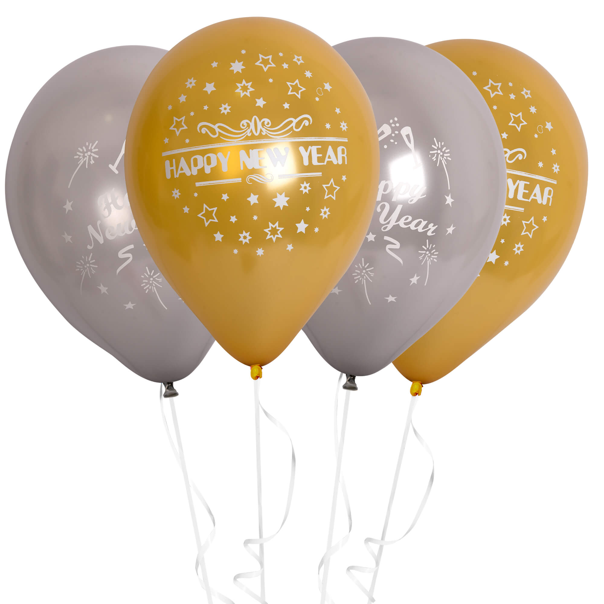 Fun Helium  Balloon Gold and Silver colors 10in - "Happy New Year" [P:20pcsx1pkt]