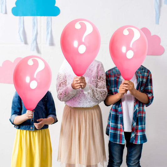 Fun Helium BalloonPink Color 10in - Question Mark White color [P:15pcsx1pkt]