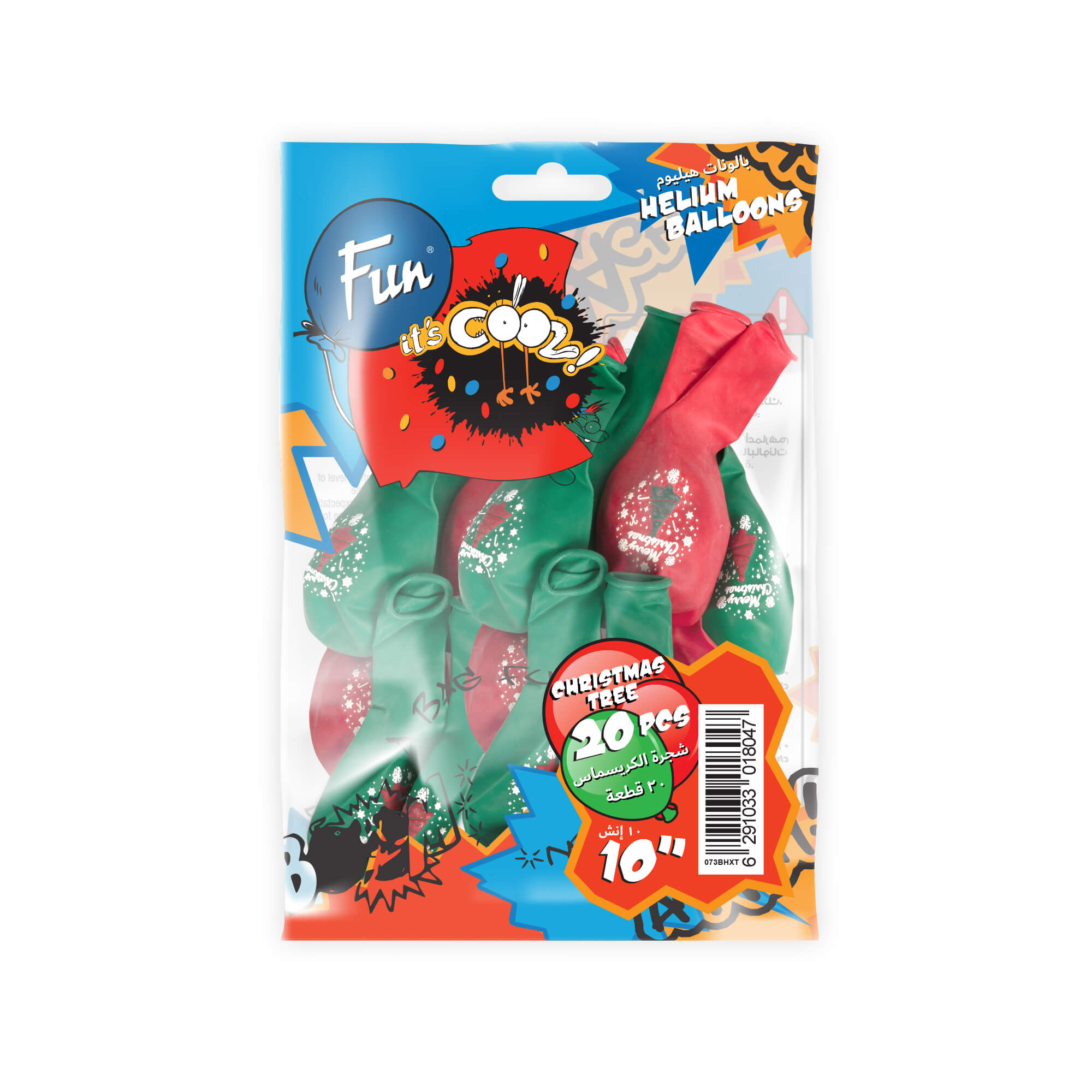 Fun Helium Red and Green  Balloon 10in - Christmas Tree [P:20pcsx1pkt]