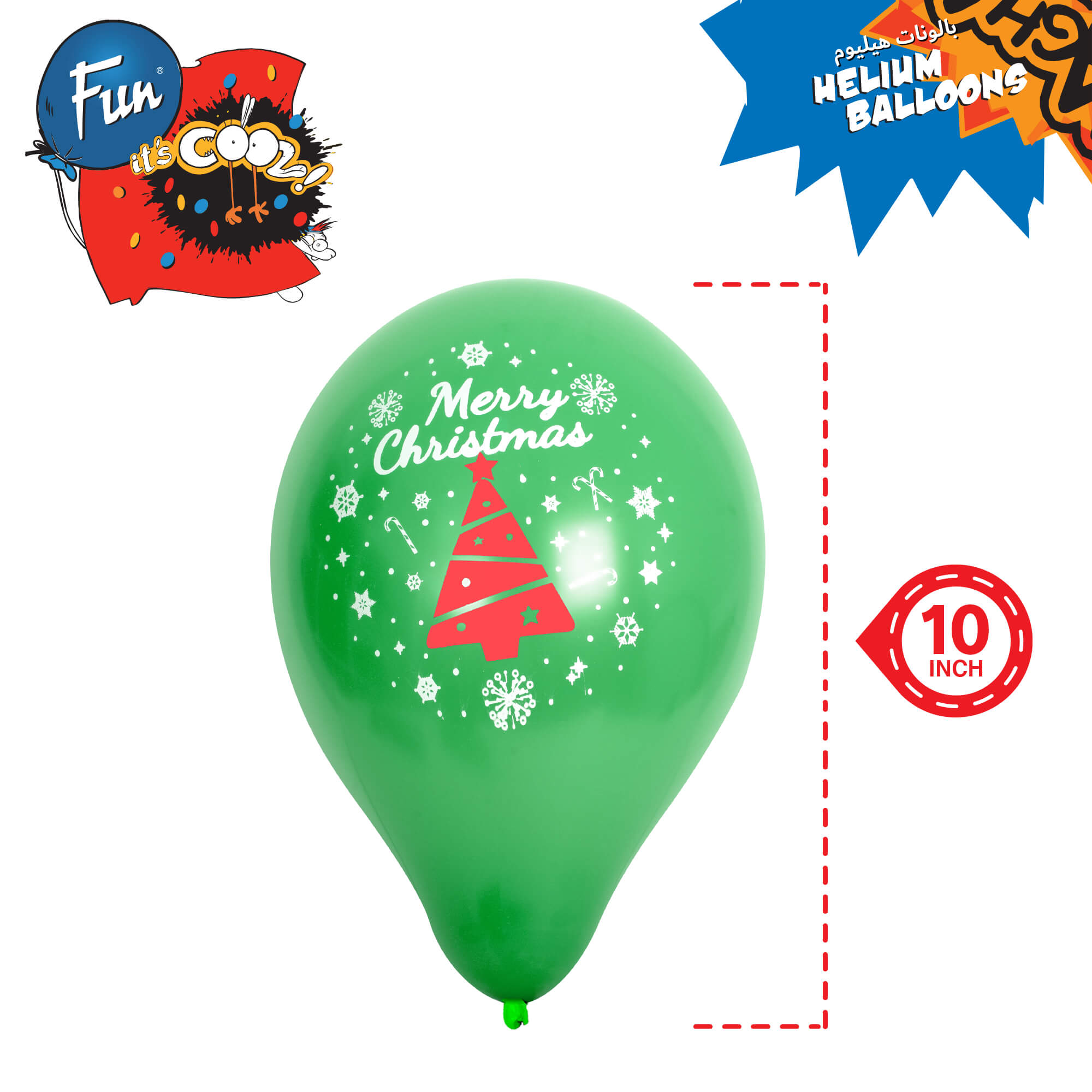 Fun Helium Red and Green  Balloon 10in - Christmas Tree [P:20pcsx1pkt]