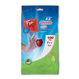 Fun® Indispensable Disposable PE Gloves Clear Embossed, 100pcs