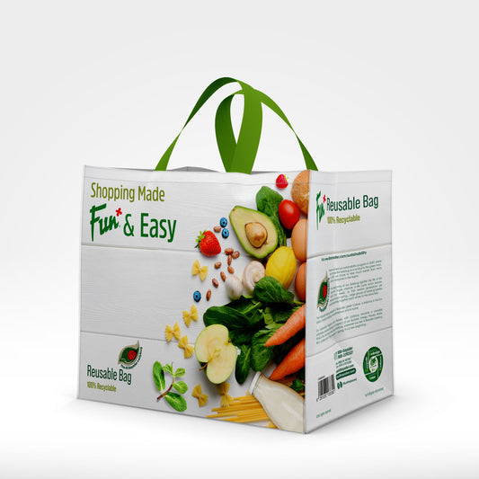 Fun® Green Track Reusable Bag 45*35*20cm 80g+25g PP non-woven with Handle Medium (Pack of 1)