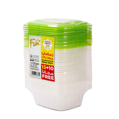 Fun Ramadan Mega Pack 24oz Easy Pack Multipurpose Containers + Lid 25pcs [15+10FREE]
