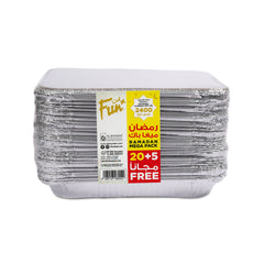 Fun Ramadan Mega Pack Aluminium Container with lid 2400cc 25pcs  [20+5FREE]