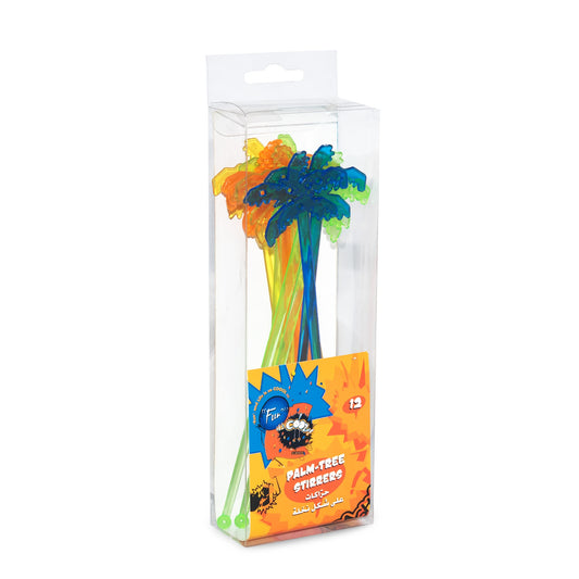 Fun® Palm-Tree Assorted Colors Plastic Stirrers [12pcs x 1pkt]