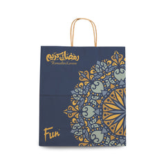 Fun Ramadan Printed Brown Carry Bags With Twisted Handle 100gsm [10pcs x 1pkt]