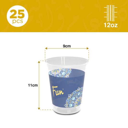 Fun Ramadan Blue Clear Plastic Cups 12oz  PET  [P:25pcsx1pkt] - CRP
