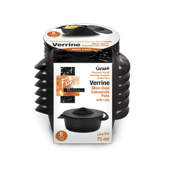 Fun Verrine Black Mini Oval Casserole Pots with Lids 75ml [6pcs x 1pkt]