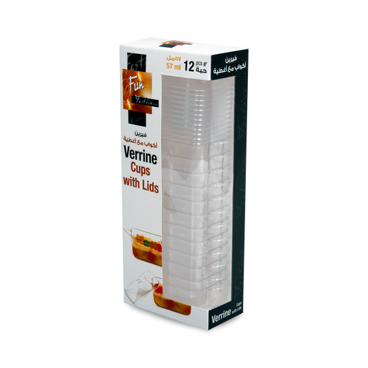 Fun® Verrine Rectangular Cups with Lids 57ml [12pcs x 1pkt]
