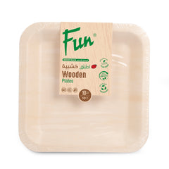 Fun Wooden Square Plates 10in [10pcs x 1pkts]