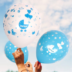 Fun Helium Balloon Baby Blue and White colors  12in - "Baby Boy" (In Arabic) [P:20pcsx1pkt]