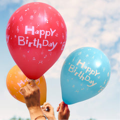 Fun Balloons 12in Assorted Colors - Happy Birthday Design [20pcs x 1pkt]