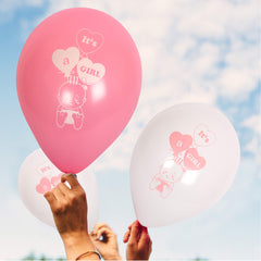 Fun Helium  Balloon Pink and White colors Only  10 in - "Baby Girl" [P:15pcsx1pkt]