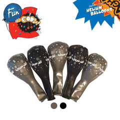 Fun Helium Black and Gray Balloon 12in - Congratulations (in Arabic) [P:20pcsx1pkt]