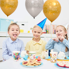 Fun Helium Gold and Sliver Balloon 12in - Happy Birthday (in Arabic) [P:20pcsx1pkt]